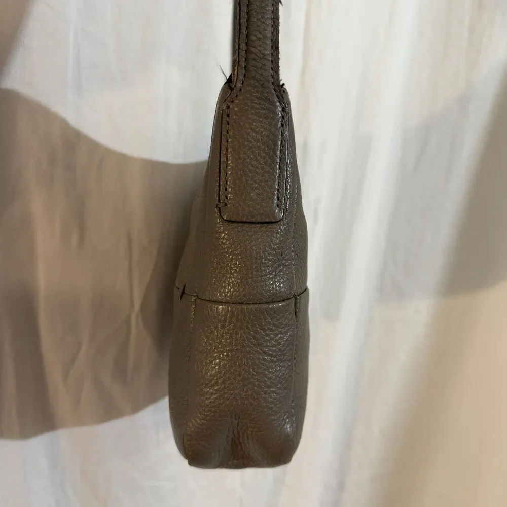 Ecco SP Small Hobo Crossbody Purse Belted Strap Pebbled Leather Gray